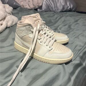 Jordan Cream and White High-Top Sneakers